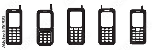 Retro Cell Phone Technology Icons