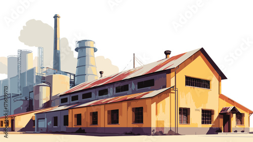 Industrial Factory Painting with Background Factory - Professional Artwork for Creative Projects