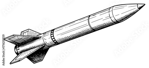 Military Rocket in a Vintage Sketch Style