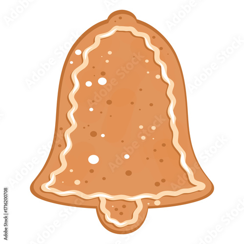 Bell Cookie Illustration, Iced Bell Biscuit, Festive Cookie Bell