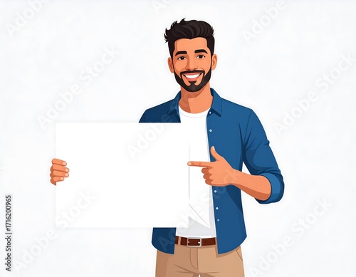 Smiling man holding blank sign (2)