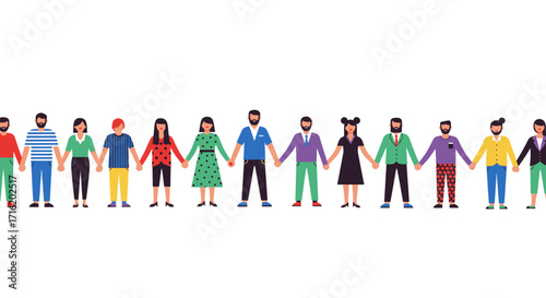 Diverse Group of People Holding Hands Together Unity and Teamwork Concept Illustration