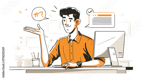 Professional Cartoon Vector Man Providing Misi Illustration for Creative Projects