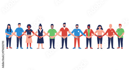 Diverse Group of People Holding Hands Unity and Teamwork Concept Multicultural Collaboration Illustration