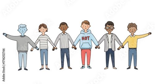 Diverse Group of People Holding Hands Unity and Teamwork Illustration for Business and Community Concepts
