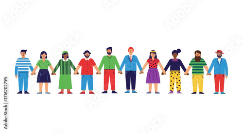 Diverse Group of People Holding Hands Unity and Teamwork Illustration for Business Concepts