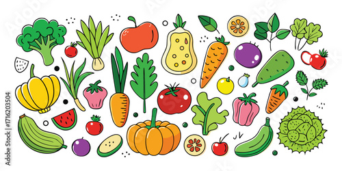 Vibrant assortment of fresh fruits and vegetables offering a wholesome and healthy selection