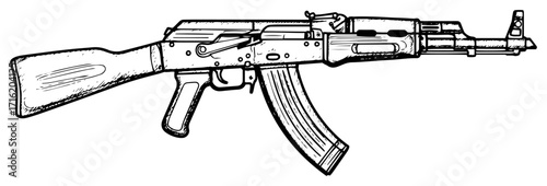 AK 47 Kalashnikov Assault Rifle Sketch
