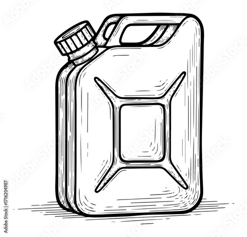 Fuel Jerrycan Portable Gas Can Container black shape vector laser cutting engraving monochrome print