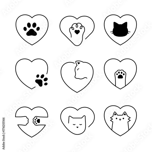cat heart clipart isolated on white background