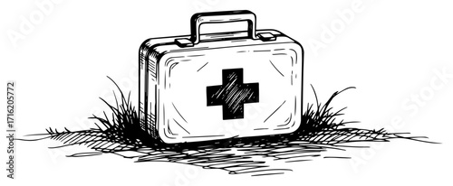 First Aid Kit Sketch in a Field