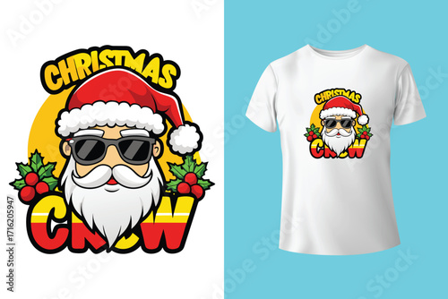 Ho Ho Ho Merry Christmas design with smiley face and checkered background for Christmas celebration