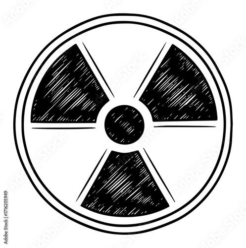 Hand Drawn Sketch of a Radioactive Symbol black shape vector laser cutting engraving monochrome print