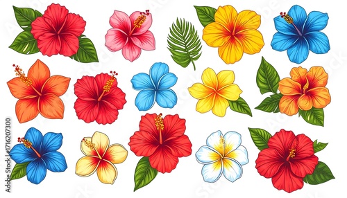 Decorative tropical flower design for summer themes high resolution sticker