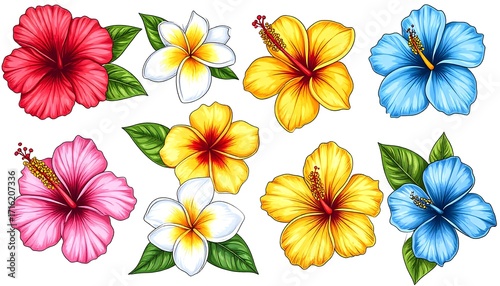 Exotic summer flower illustration for craft projects high resolution sticker
