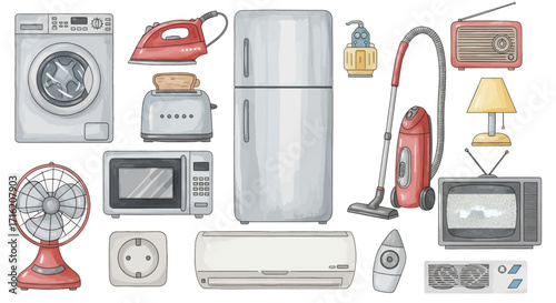 Household Appliances Collection  Washing Machine Refrigerator Microwave Vacuum Cleaner and More