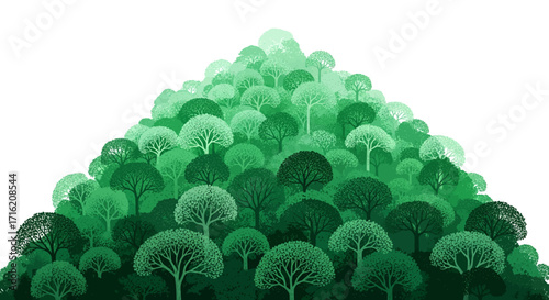 Lush Green Forest Hill Landscape Illustration for Nature and Environmental Concepts