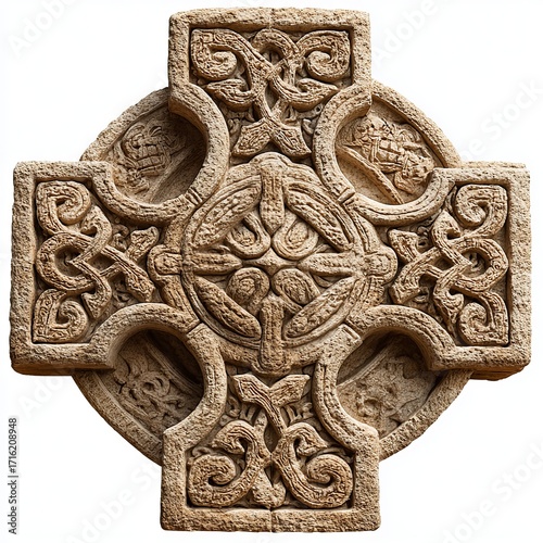 Celtic Cross: A detailed and weathered Celtic cross, a symbol of faith, history, and intricate craftsmanship, standing as a testament to the enduring power of belief and artistic expression.