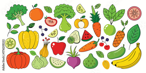 Assorted fresh fruits and vegetables vibrant collection healthy food choices