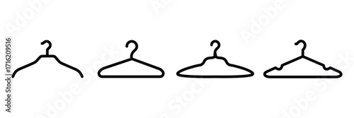 Clothes hanger vector set wardrobe organization  . Vector set of different clothes hangers silhouettes . eps 10
