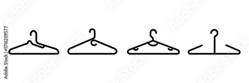 Clothes hanger vector set wardrobe organization  . Vector set of different clothes hangers silhouettes . eps 10
