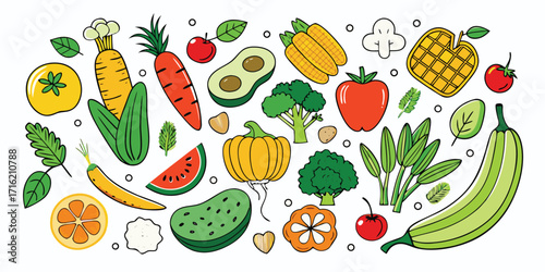 Vibrant assortment of fresh fruits and vegetables collection healthy eating lifestyle