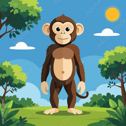 vector cute cartoon monkey