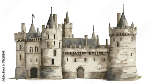 Gravensteen Castle. Gravensteen Castle watercolor vector illustration