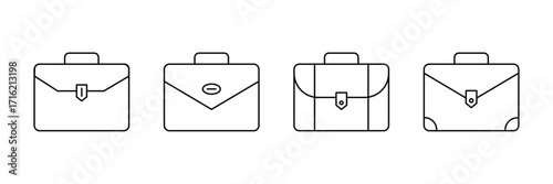 Briefcase icon set. Business bag, portfolio symbol. Briefcase vector icon . eps 10