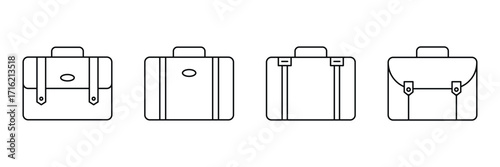Briefcase icon set. Business bag, portfolio symbol. Briefcase or suitcase simple icons set designed in filled, outline, line and stroke style . eps 10