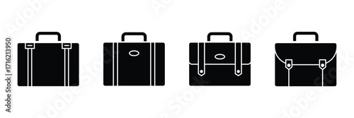Vector black briefcase icons set on white background . Briefcase icons set. suitcase sign and symbol. luggage symbol. eps 10
