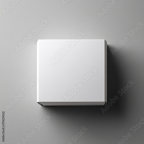 Box Mockup: A minimalist shot showcases a pristine blank box, casting a subtle shadow. Offering a versatile visual resource for product mockups.