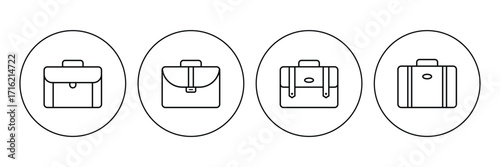 Briefcase icon, bag icon . Isolated black briefcase with handle and latch illustrated  . eps 10