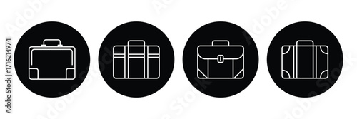 Briefcase icon, bag icon . Isolated black briefcase with handle and latch illustrated  . eps 10