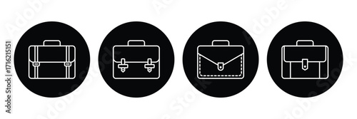 Briefcase icon, bag icon . Isolated black briefcase with handle and latch illustrated  . eps 10