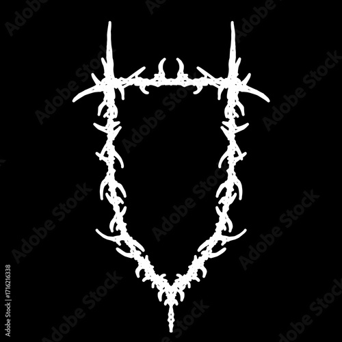 Dark frame with sharp gothic ornamental style tribal element vector design 