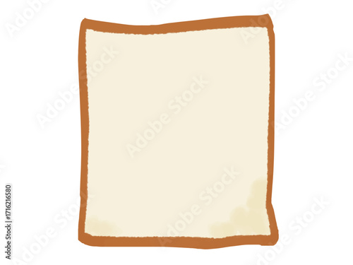 食パンのイラスト （筆タッチ・一枚） シンプル /  Hand-painted slice of bread, brush style illustration