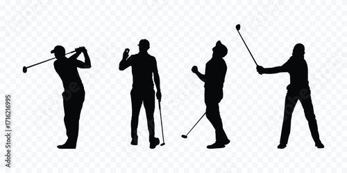Golfer play -man  golf player playing silhouette set . eps 10