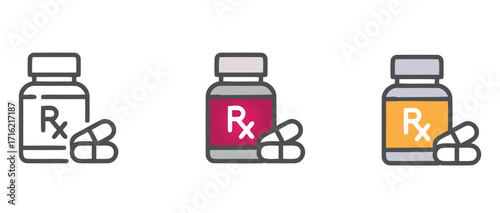 Prescription medicine bottle with pills Icon – healthcare and pharmacy concept Vector Icon