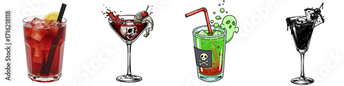 Wallpaper Mural Zombie cocktail illustrations in dark and spooky style Torontodigital.ca