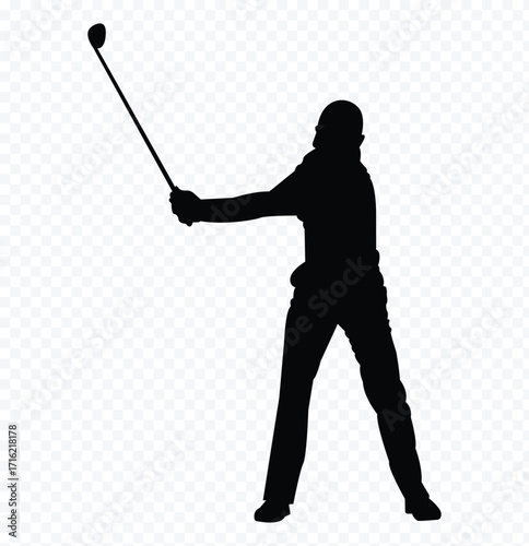 young man playing golf . golf player silhouette . eps 10