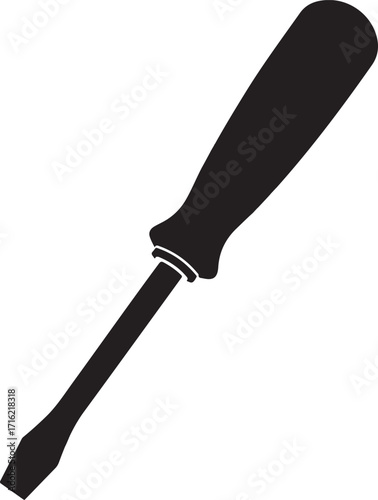 Screwdriver silhouette, flathead screwdriver silhouette icon vector, screwdriver flathead stencil icon, screwdriver icon vector illustration