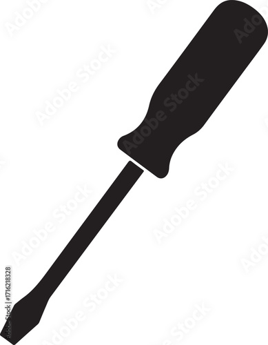Screwdriver silhouette, flathead screwdriver silhouette icon vector, screwdriver flathead stencil icon, screwdriver icon vector illustration