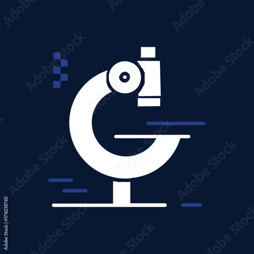 Sleek microscope illustration for medical research, science education, biology and health industries projects