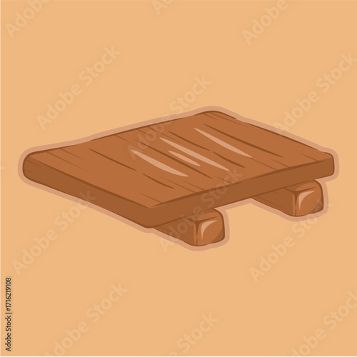 Illustration of a cute and adorable food place or food coaster, a wooden block that has a wood plank on it