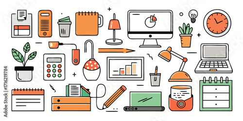 Organized home office supplies desk organization collection of study items workspace essentials