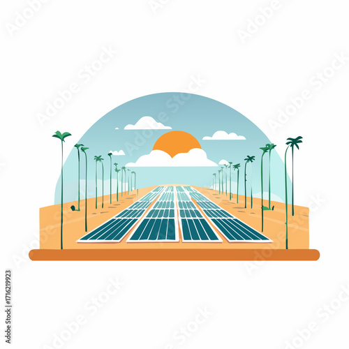 Sustainable solar energy farm generating clean power, eco friendly