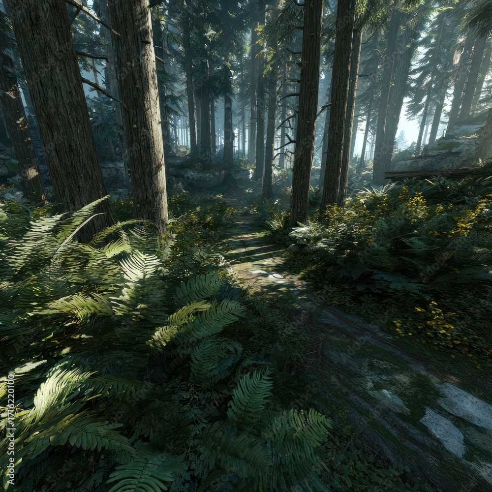 Obraz premium Forest path sunlight