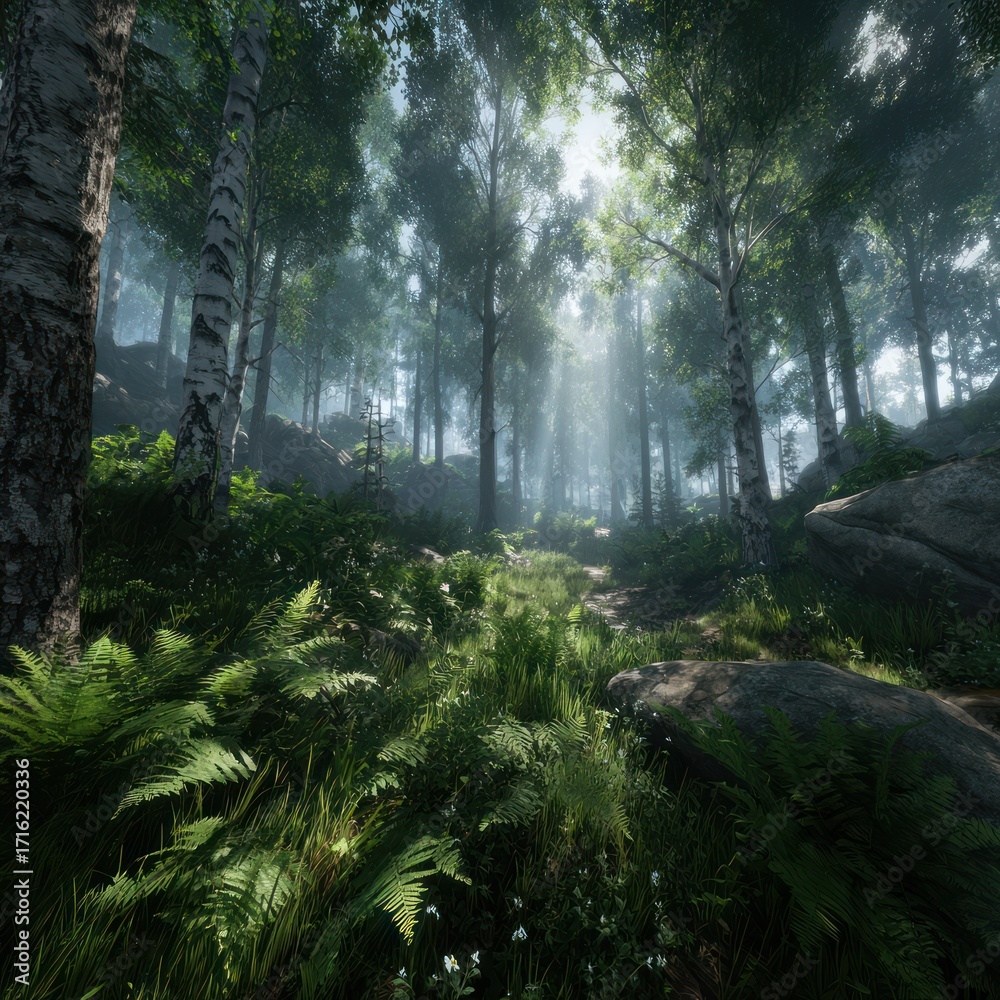 Fototapeta premium Forest sunlight path