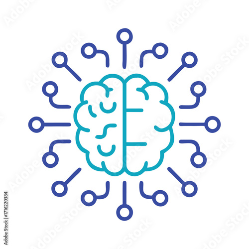 Abstract artificial intelligence brain concept glowing neural network circuits futuristic technology art